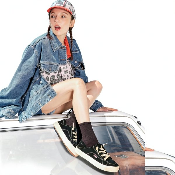 hash bubbie Womens Canvas Sneakers Convertible Mules Lace Up-1