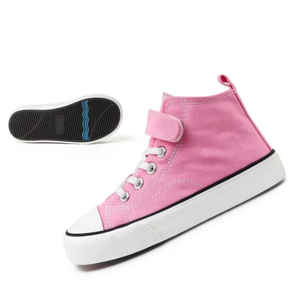 Kids High Top Sneakers Cotton Comfort Hook Loop Straps-3