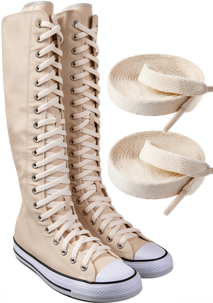 Endoto shoelaces in white and black colors displayed on a shoe