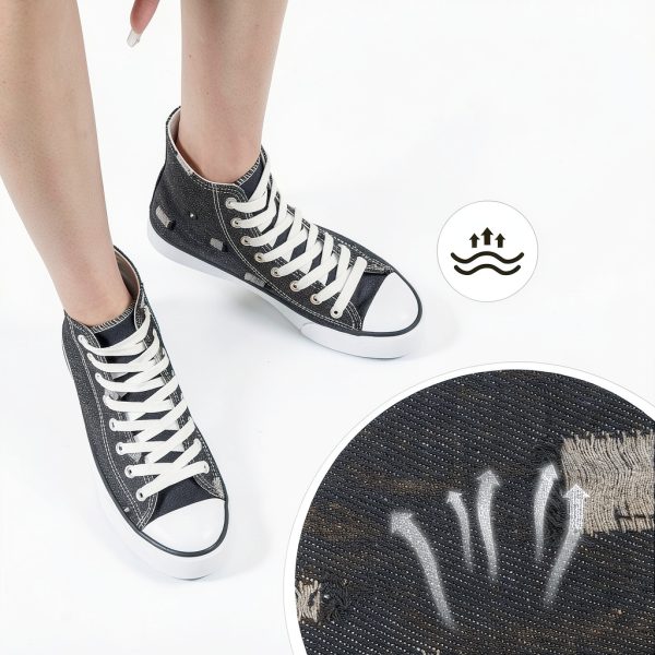 Denim Ripped High Top Sneakers Women Canvas Fashion Shoes-2