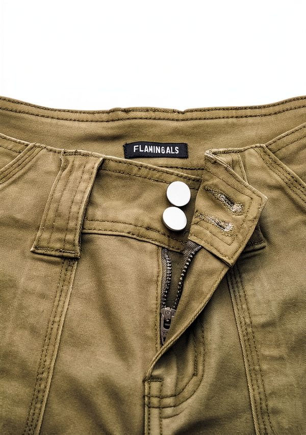 Women's Cotton Spandex Casual Pants Straight Leg Design-3