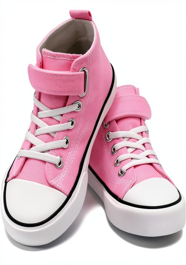 Kids High Top Sneakers Cotton Comfort Hook Loop Straps-0