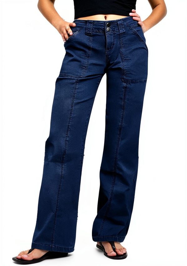 Pavo Womens Cotton Spandex Straight Leg Pants Green Blue-0