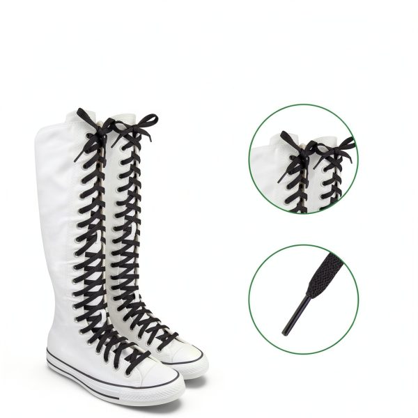 Endoto Shoelaces Converse Compatible Durable Polyester White-2