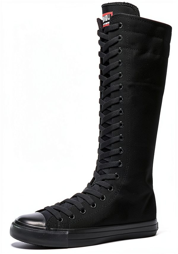 Momuk Womens Canvas Boots Durable Rubber Sole Zipper Closure-4