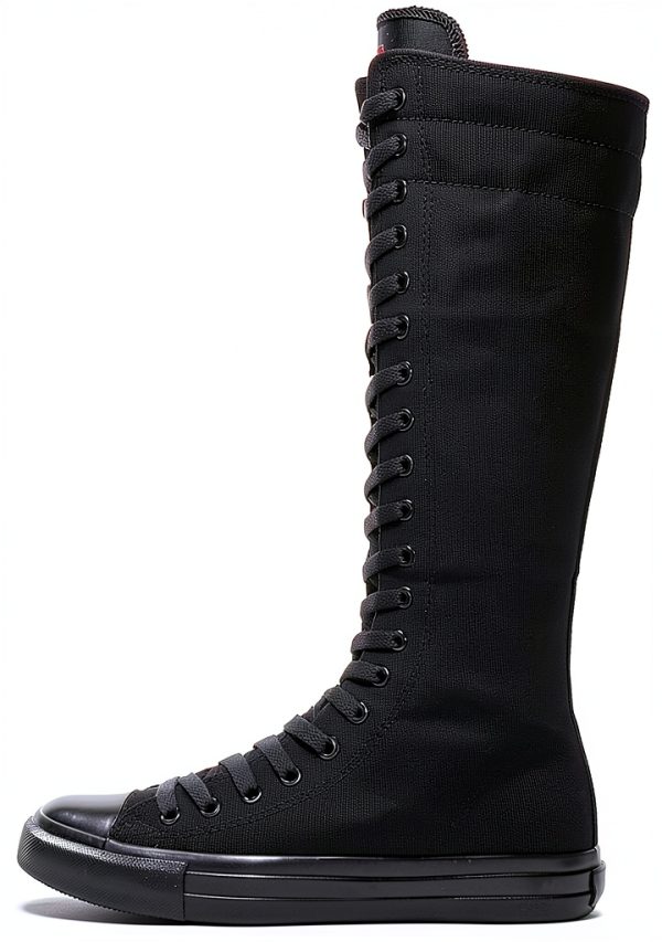 Momuk Womens Canvas Boots Durable Rubber Sole Zipper Closure-3