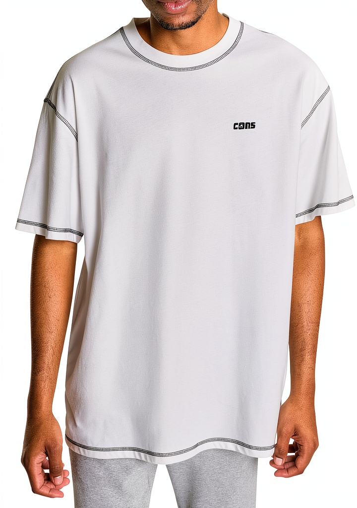 White t-shirt displayed on a mannequin showing fit and fabric texture