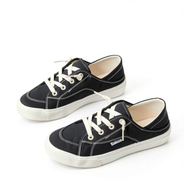 hash bubbie Womens Canvas Sneakers Convertible Mules Lace Up-5