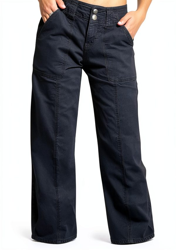 Pavo Womens Cotton Spandex Straight Leg Pants Green Blue-1