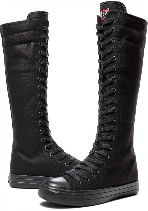 Momuk Womens Canvas Boots Durable Rubber Sole Zipper Closure-2