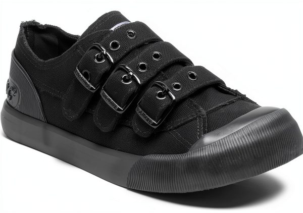 Rocket Dog Womens Sneakers Black Canvas Buckle Design-0