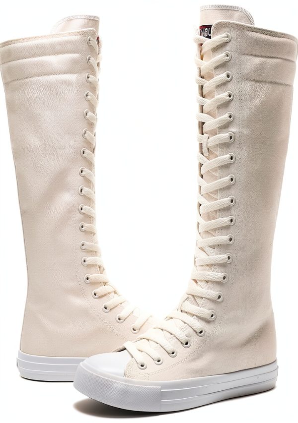 Momuk Womens Canvas Boots Durable Rubber Sole Zipper Closure-1